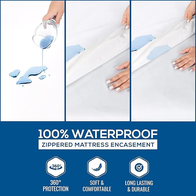Utopia Bedding Zippered Mattress Encasement Sleeper Sofa Queen, 100% Waterproof Bed Bug and Dust Mite Proof Mattress Protector, Absorbent Six-Sided Mattress Cover