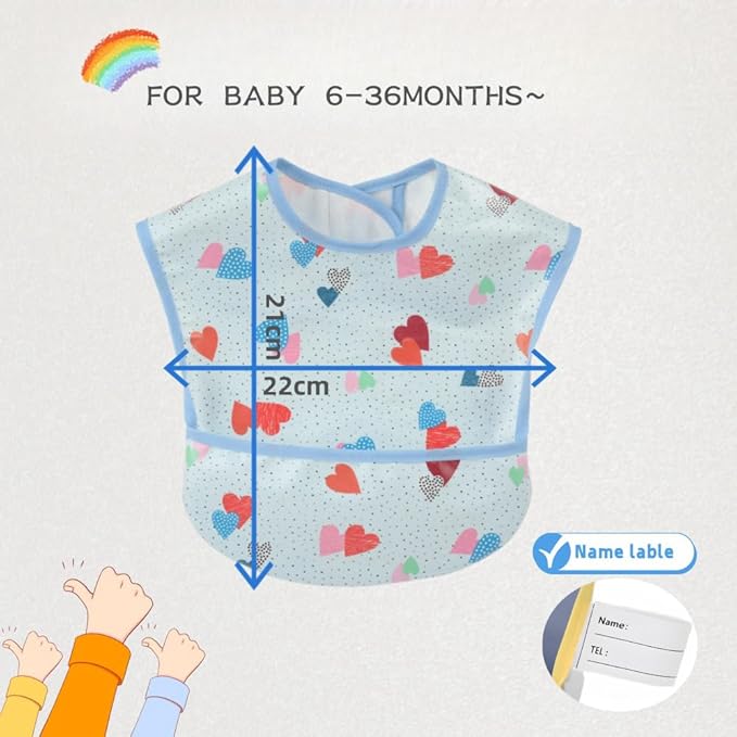 Baby bibs Waterproof Toddler bib - Feeding bib with Pocket for Infant Boy Girl Washable 6-36M