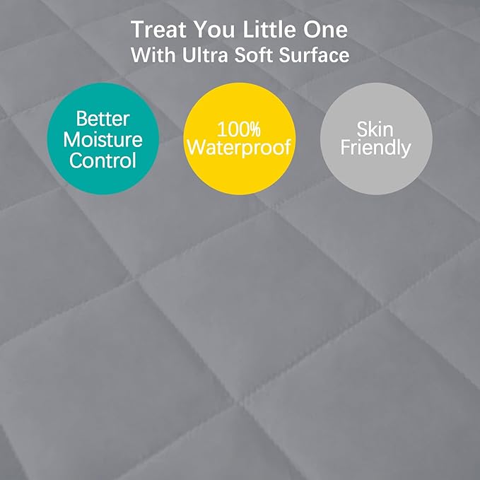 Mini Crib Mattress Protector Sheets Fitted Waterproof Mini Crib Mattress Protector Pad Cover Gray 2 Pack Quilted 38" x 24"