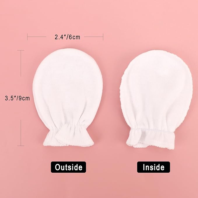 BQUBO Newborn Infant Toddler Mittens No Scratch Cotton Elastic Wrist Gloves Hypoallergenic for 0-6 Months Baby Boys Girls
