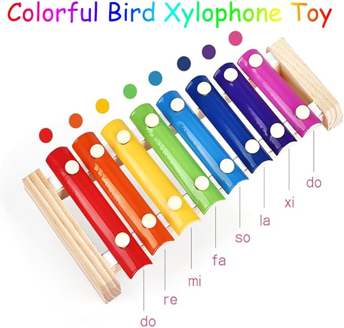 Bird Xylophone with Mirror & Bell Accessories - Musical Training Toy for Conure, Budgie, Cockatiel, Cockatoo, Parakeet, Finch (Bird Xylophone with Mirror)