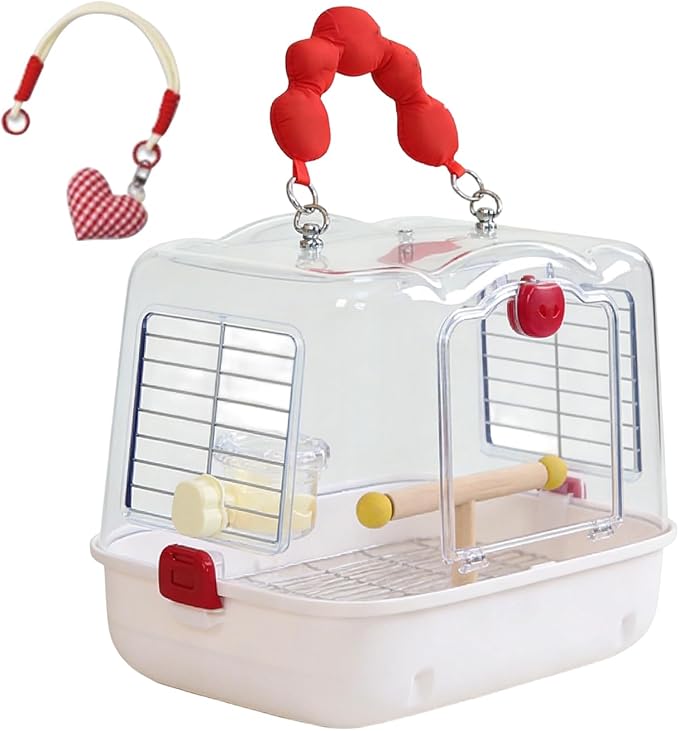 Bird Travel Carrier, Transparent Bird Carry Bag, Lightweight Sturdy Travel Tote, Breathable Mesh Design Feature, Comfortable Secure Strap Function, Avian Transport Accessory, Parakeet Cockatiel Use
