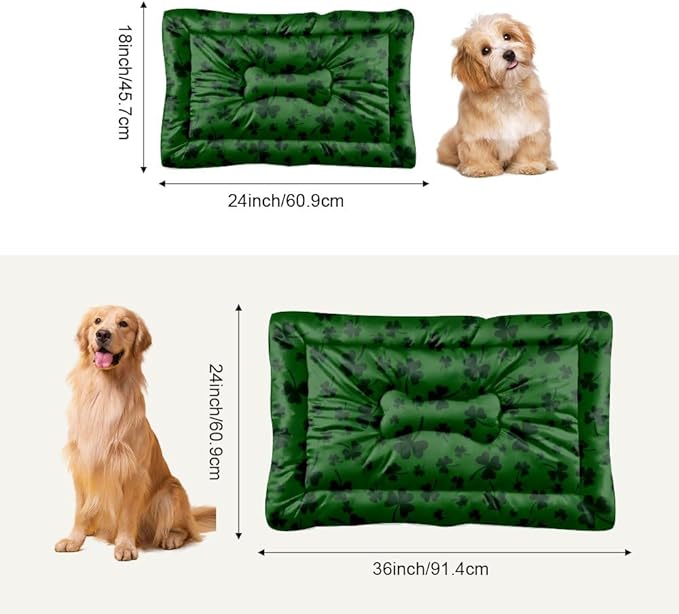 St Patricks Black Shamrock Pet Beds Non Slip Bottom Washable Pet Mats Cozy Soft Outdoor Dog Bed Furniture Covers for Pets Printed Cat Bed Gift Portable Mat 36× 24 Inch Indoor Outdoor
