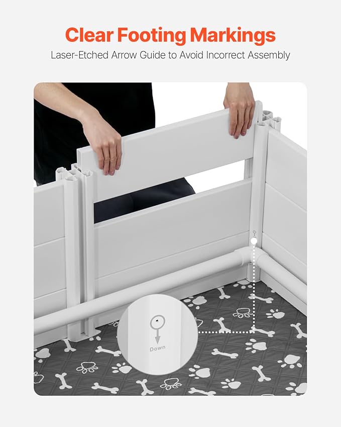 VEVOR Dogs Whelping Box, 93.3x48.4x18.1 inch, Plastic PVC Puppies Playpen with Height Adjustable Door and Washable Pee Pad, 2-Room Layout Indoor Puppy Play Pen for Extra Large Breed Dogs, Milk White