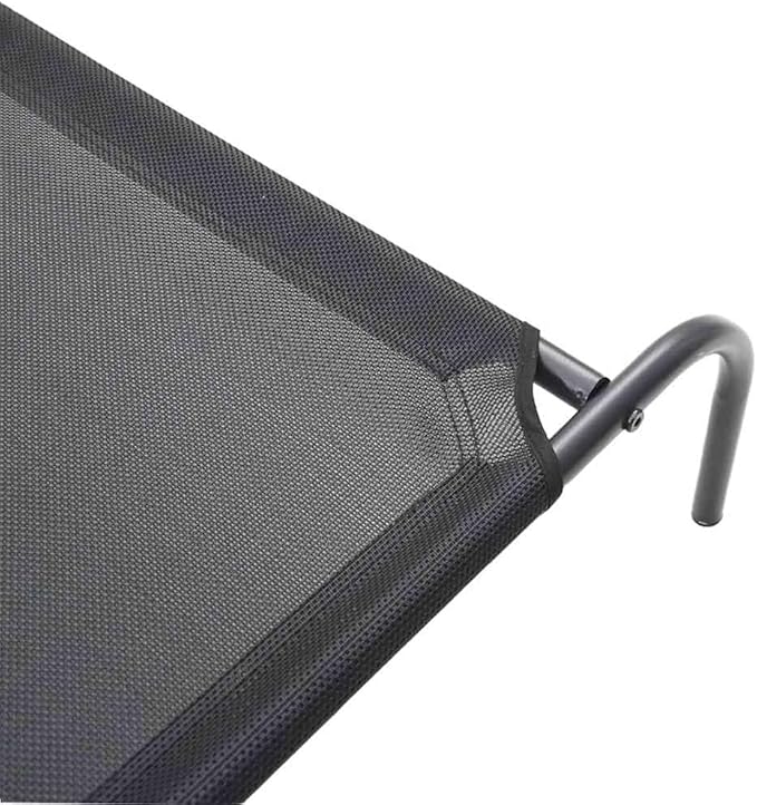 Elevated Dog Bed for Large Breeds, Raised Pet Cot with Breathable Textilene Fabric, Portable Indoor and Outdoor Cooling Bed for Patio, Garden, and Lounge, 41.7 x 24.4 x 7.1 Inches, Black