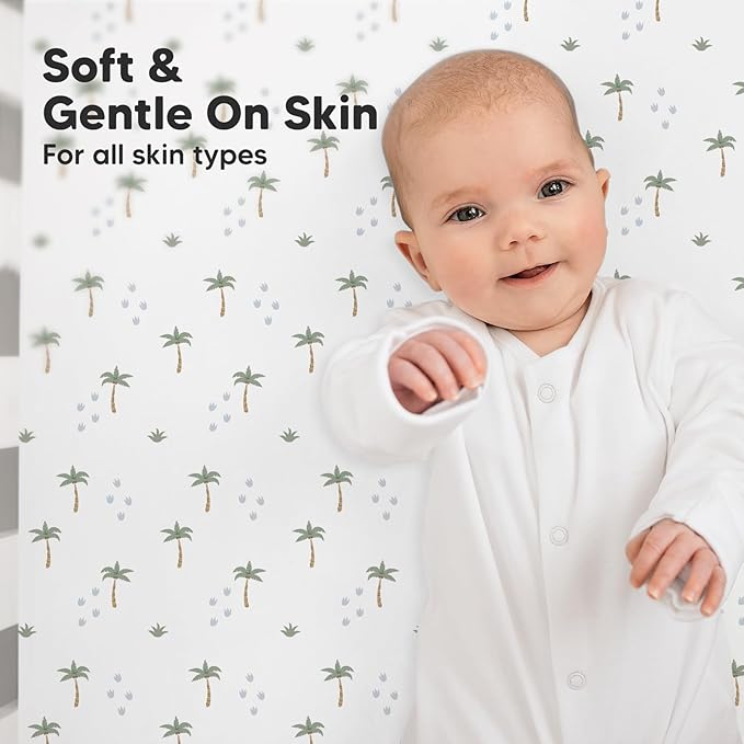 KeaBabies 2-Pack Organic Crib Sheets for Boys, Girls - 52x28 Fitted Crib Mattress Sheet Neutral, Breathable Jersey Cotton Cover for Baby Bed, Toddler Mattress, Soft & Cute Prints (Roarsome)
