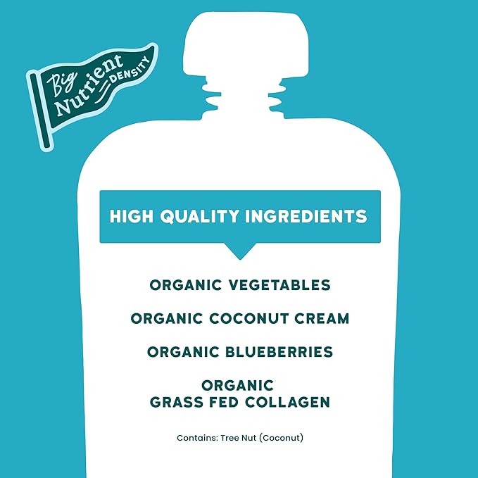 Serenity Kids 6+ Months Dairy Free Smoothie Baby Food - USDA Organic - Grass Fed Collagen Protein - 3.5 Ounce BPA-Free Pouch - Berry Butternut Protein Smoothie Baby Pouches - 6 Count