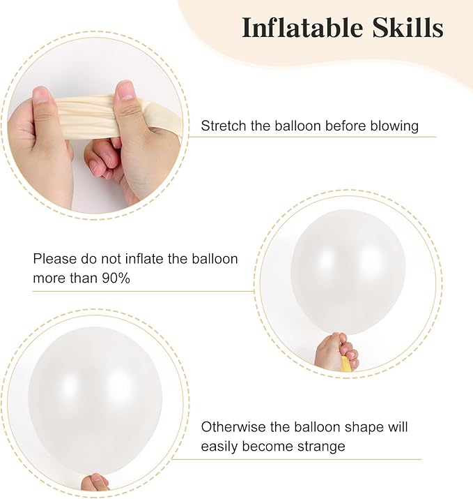 RUBFAC 129pcs Pearl White Balloons Different Sizes 18 12 10 5 Inch for Garland Arch Kit, Latex Balloon for Wedding Engagement Anniversary Bridal Baby Shower Birthday Party Decoration