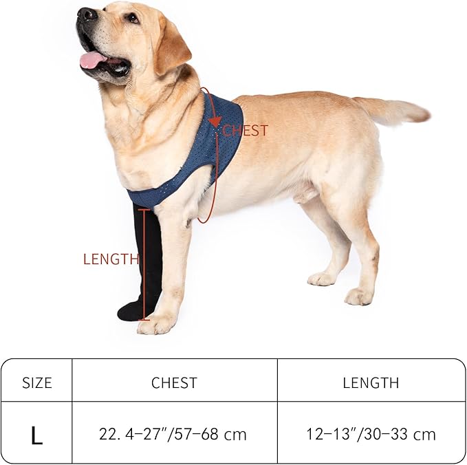 COODEO Dog Socks to Prevent Licking Paws, Healing Boots & Paw Protectors with Non-Slip Bottoms for Wound Protection, Waterproof Sleeve Shoes for Licking（Blue，L_Left