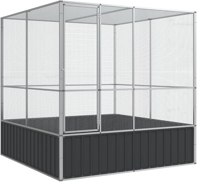 Large Bird Aviary, Outdoor Galvanized Steel Bird Cage, Galvanized Steel Outdoor Bird Aviary, Mesh Fence Bird House for Parrot, Parakeet, Dove, Cockatiel, 83.1"x81.5"x83.5"