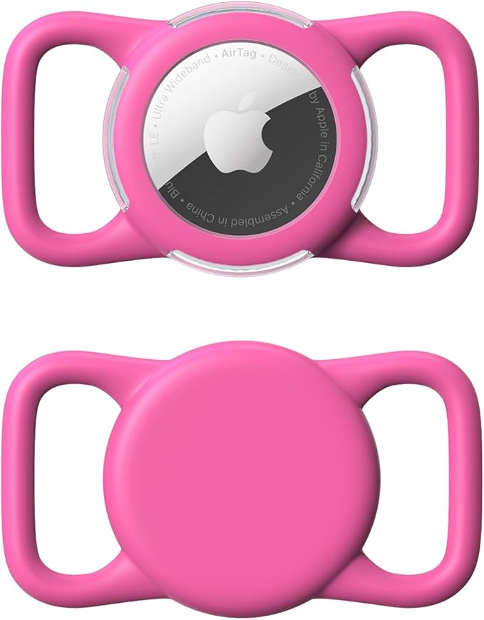 Waterproof Airtag Holder for Dog Collar, Soft Full-Body Protective Airtag Holder for Dog & Cat Collars, Ultra-Durable, Easy Installation, Lightweight Clear Airtag Case (Rose, Regular)