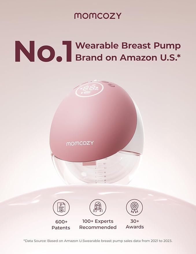 Momcozy Breast Pump Hands Free Upgraded Mobile Flow | M9, App Discreet Control with Personalized Multi-Modes & 15 Levels, Wearable Breast Pump 24mm, 2 Pack Cozy Red