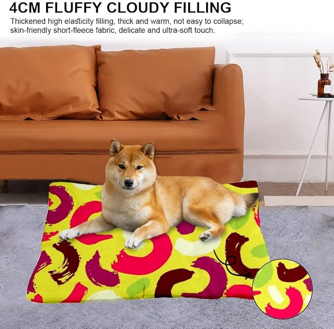 Dynamic Retro Modern Green Big Dog Bed Dog Mats for Sleeping Create Pad Crate Accessories Washable Non-Slip Crate Pad Washable Bed for Kennel Pet Mat Pillows Medium Dogs Indoor Outdoor 24X18 Inch