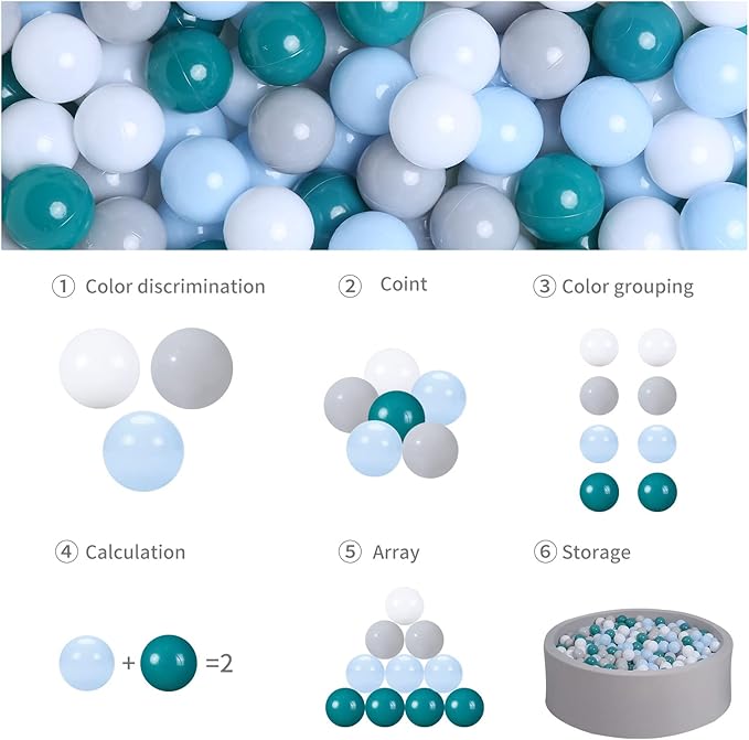 GOGOSO Ball Pits Balls for Toddlers Pack of 50 100 200 Plastics Shape Ball Non-Phthalate Non-BPA Non-Toxic 2.2-Inch Crush Proof Play Balls