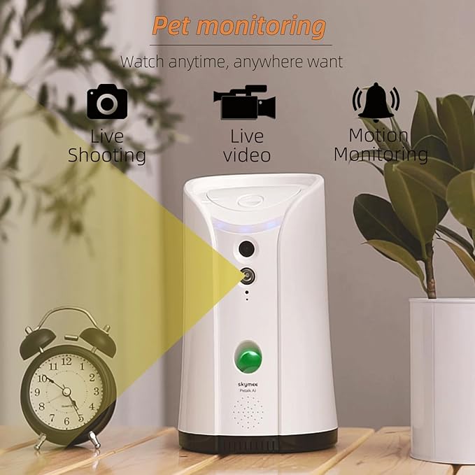 Dog Camera Treat Dispenser,WiFi Full HD Pet Camera with Two-Way Audio and Night Vision,Compatible with Alexa (2.4G WiFi ONLY) (Petalk AI)