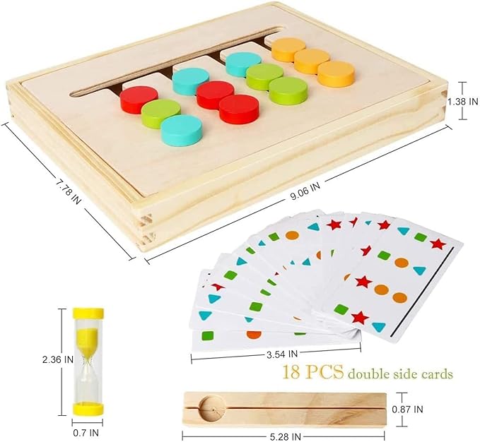 Montessori Learning Toys Slide Puzzle Color & Shape Matching Brain Teasers Logic Game Preschool Educational Wooden Toys for Kids Boys Girls Age 3 4 5 6 7 Years Old Airplane Travel Toy Birthday Gifts