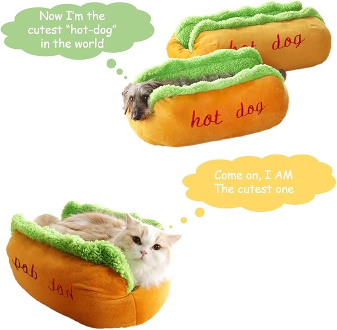 Hotdog Pet Dog Bed, Warm Dog Kennel Cat Nest Washable Pet Mat Removable Cat Sofa