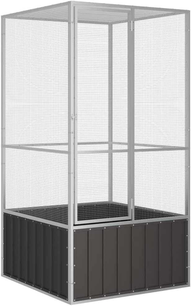 Steel Bird Cage, Large Flight King Bird Cage for Cockatiels African Grey Quaker Amazon Sun Parakeets Green Cheek Conures Pigeons Parrot Bird Cage Birdcage, Anthracite 43.7"x42.1"x83.3" -AA