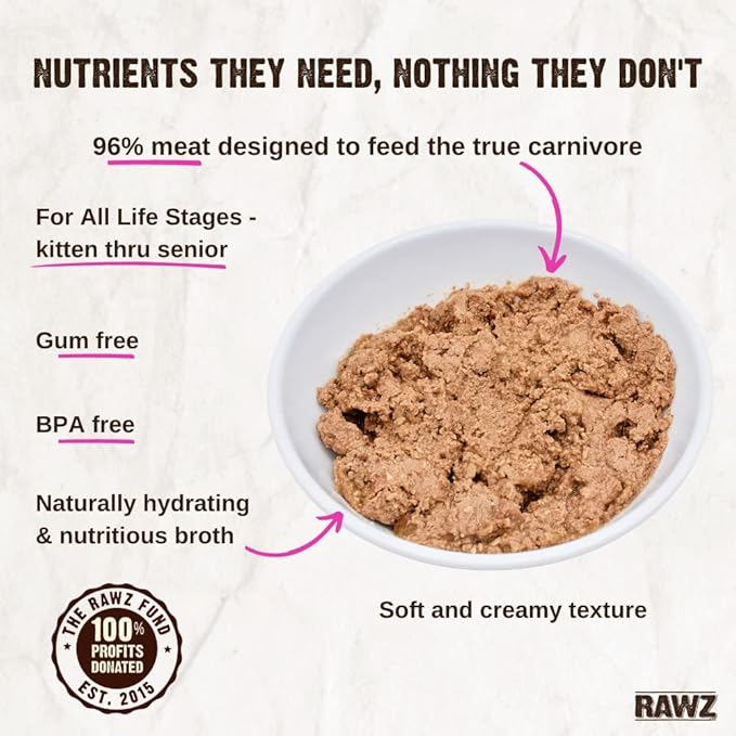 Rawz Natural Premium Pate Canned Cat Wet Food - Made with Real Meat Ingredients No BPA or Gums - 5.5oz Cans 24 Count (Chicken & Chicken Liver)