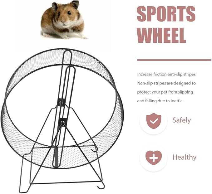 Mikikit Hamster Toys Hamster Wheel, Interesting Running Wheel Mesh Exercise Wheel Household Hedgehog Running Toy with Rack for s Gerbils Rat Small Pet Wheel
