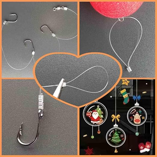 Aboda Clear Fishing Wire Dia. 0.2 mm to 1 mm 656ft Fishing Line for Crafts Hanging Beading Clear String for Hanging Decorations Balloons Garlands with Crimp Sleeves 17lb Test