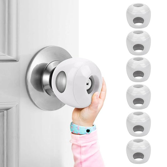 Baby Safety Door Knob Covers 6 Pack Baby Safety Door Handle Protector Child Proof Door Knobs Door Safety for Kids Universal Fit Easy Grip Lockable Design One Hand Operation for Parents No Tools Needed