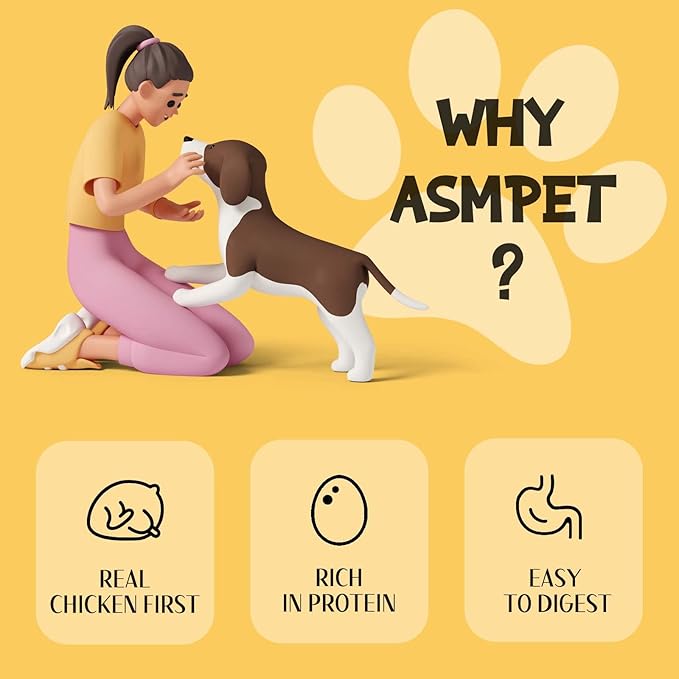 ASMPET Dog Chicken Jerky Treats, Made with 100% Real Chicken Breast, High Protein & Grain Free