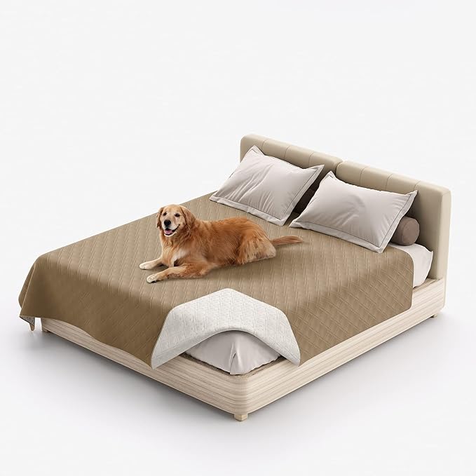 Waterproof Dog Bed Covers for Couch Protection, Water-Resistant Soft Dog Pet Blanket Anti-Slip Dog Blanket for Bed, for Furniture Bed Couch Sofa (Taupe,82x102inch)