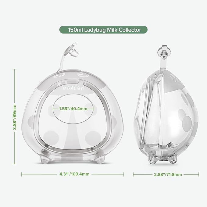 haakaa Ladybug Silicone Breast Milk Collector - Wearable Breast Shells Nursing Cups for Large Milk Supply, Reusable, Extra-Soft & Skin-Friendly (150ml, 2PCS)
