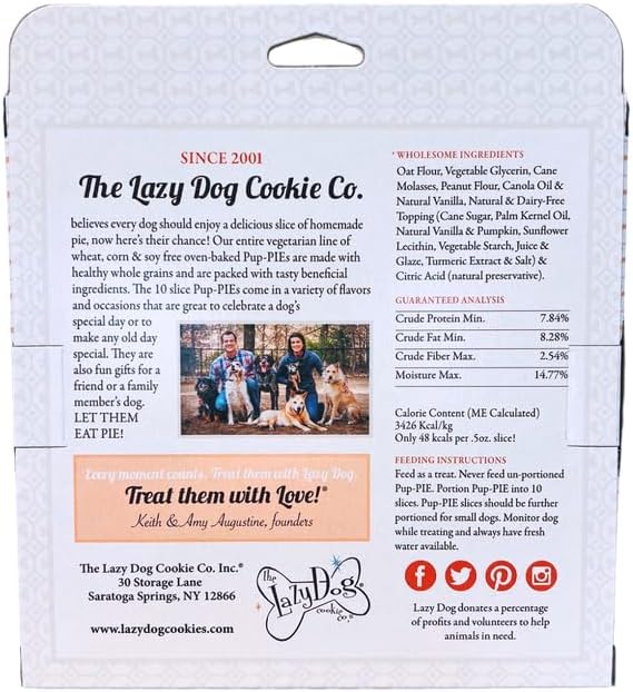 The Lazy Dog Cookie Co. Homestyle Pumpkin Pup-Pie – All Natural Dog Treat for All Occasions – Healthy Dog Cookies Made in USA – 6" Celebration Pie – Best Natural Treats for Dogs, 5 oz
