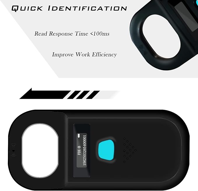 Smoostart Pet Microchip Scanner, ISO11784/ISO11785/FDX-B/ID64/EMID Data Storage Microchip Reader for Animal/Pet/Dog/Cat/Pig (Black)
