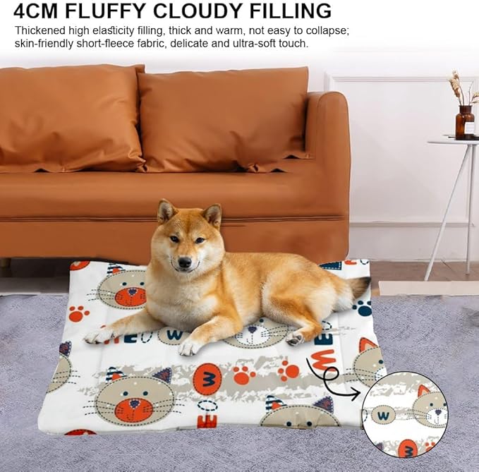 Breathable Dog Beds with Anti-Slip Bottom, Cute Animals Pet Supplies Pad Crate Rabbit Bed Ultra Soft Kennel Mat for Indoor& Outdoor Sofa Cars, Machine Washable 24 X 18 Inch