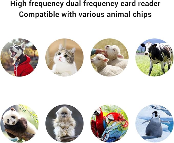 Pssopp Pet Microchip Scanner, Bluetooth Animal Tag Reader with 128 Data Storage and OLED Display for Dogs Cats Pigs Chickens Ducks Cattle Sheep (White)