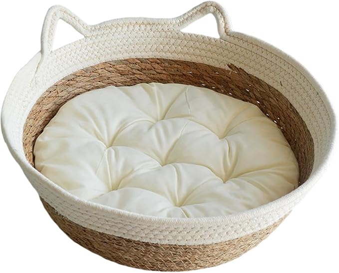 Cat Bed Basket Dog Bed Breathable Winter Summer Durable Washable Round Furniture Protection Pet Scratching Sleeping Bed, Large
