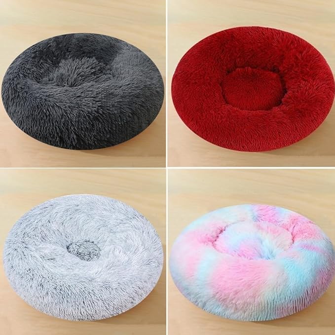 Dog Bed & Cat Bed for Small Medium Dogs, 27 Inch Calming Dogs Bed Anti-Anxiety Machine Washable Fluffy Luxury Anti-Slip Waterproof Pet Puppy Round Bed (Pink)