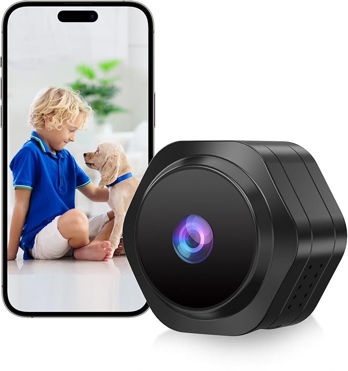 MiNi WiFi Spy Hidden Camera,Nanny Camera, 4K Ultra HD Wireless Security Cameras for Baby,Dog,Cat,Pets, AI Motion Detection Alerts, Auto Night Vision, Real Time Record Surveillance Cam for Home