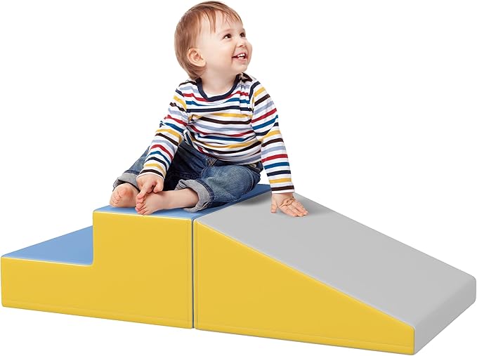 Soozier 2 Piece Climb and Crawl Activity Play Set, Soft Secure Foam Playset for Toddler, Preschooler, Indoor Play, Baby Learning Toys, Contemporary