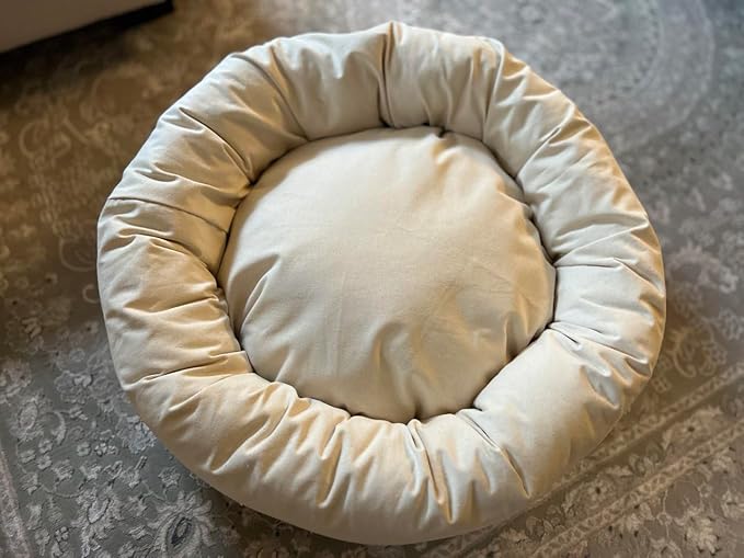 Organic Cotton Canvas Dog Bed: Removable Cover, Natural Fill - Made in USA (Natural, X Large 42" x 8" inches)