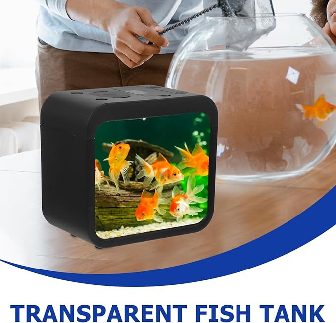 Mini Fish Tank with Light Transparent Fish Breeding Box for Betta Small Aquarium for Home Decor and Desktop Use Color Changing