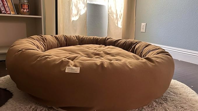 Organic Cotton Canvas Dog Bed: Removable Cover, Natural Fill - Made in USA (Medium Brown, XX Large 50" x 8" inches)