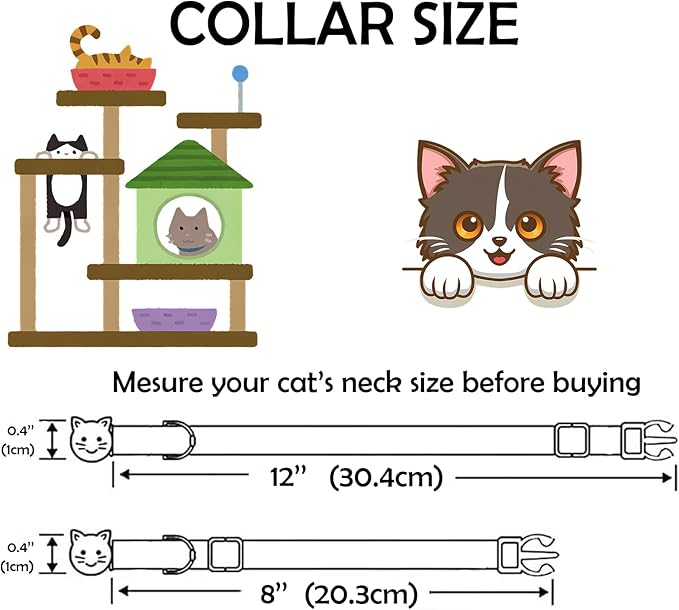 Elegant little tail 2 Pack Cat Collar-Pink Strip Cotton Breakaway Cat Collars with Bell Pendant Kitten Girl Cats Safety Adjustable Collar for Small Cats Puppy