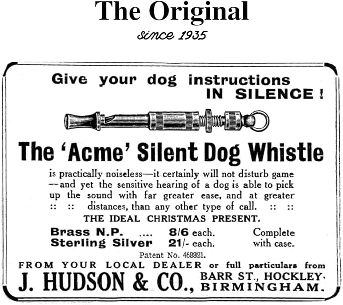 ACME Original 'Silent' Dog Training Whistle no. 535. Adjustable Frequency. Good Sound Quality. Weather-Proof. Designed and Made in The UK. Solid Brass (Polished Brass)