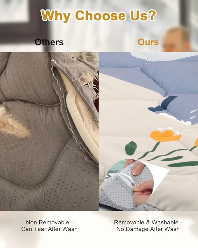 Premium Foam Baby Play Mat 50" x 50" – Removable & Machine Washable Cover, Extra Thick Padding Playpen Mat, Non-Slip Crawling Mat, Easy to Clean for Infants, Toddlers & Babies