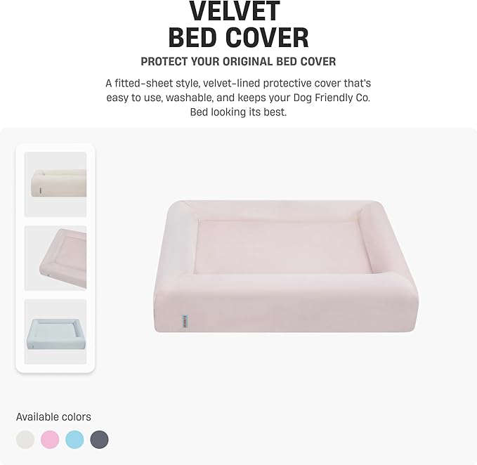 DF Co. Velvet Easy Fit Dog Bed Cover | Velvet Lining for Ultimate Comfort, Protect Original Bed, Machine Washable, Elastic Design, Allergy Management (Beige, S)