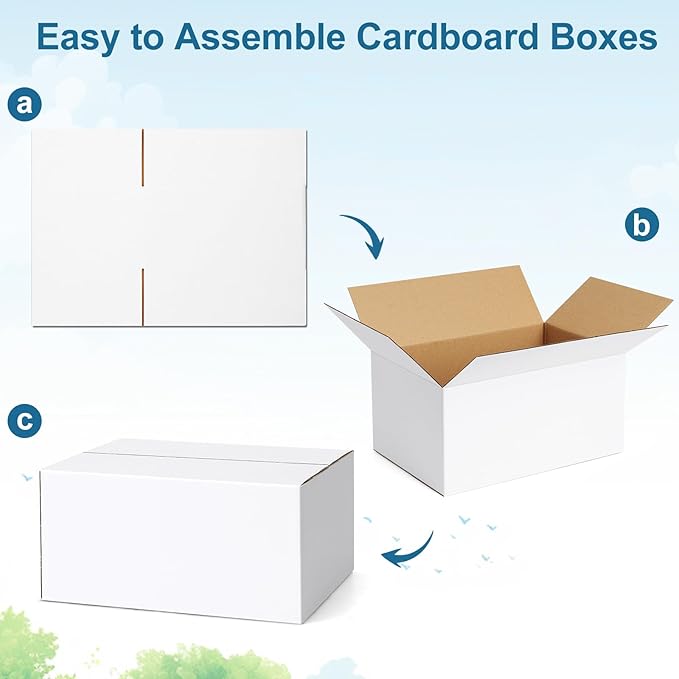 Famagic Small Shipping Boxes 11x6x6 Inch 10 Pack White Box Corrugated Cardboard Boxes for Packaging Small Business, Mailing Boxes for Shipping