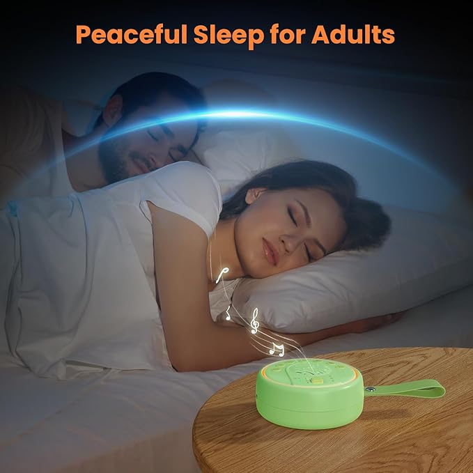White Noise Machine Portable Sound Machine with 22 Soothing Sounds for Kids Adults, 4 Modes Night Light,3 Sleep Timer,Sound Therapy for Home Office Travel,Green