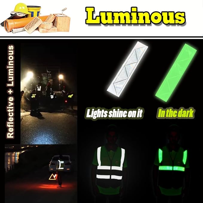 YOWESHOP High Visibility Safety Vest Custom Your Logo Protective Workwear 5 Pockets With Reflective Strips Outdoor Work Vest (L, Blue Black Luminous)