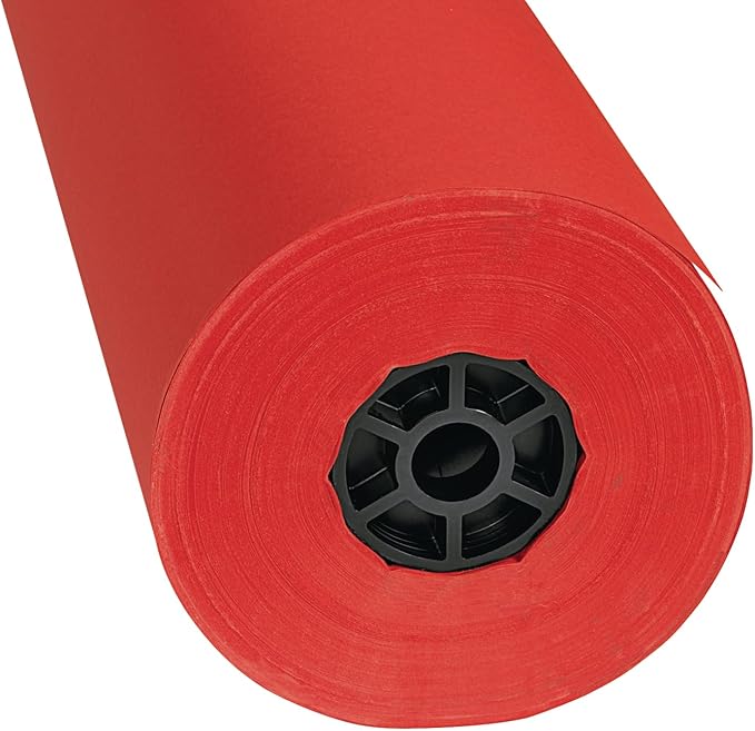 Colorations Dual Surface Paper Roll Classroom Supplies for Arts and Crafts Flame Red (36" x 1000') - DSFR