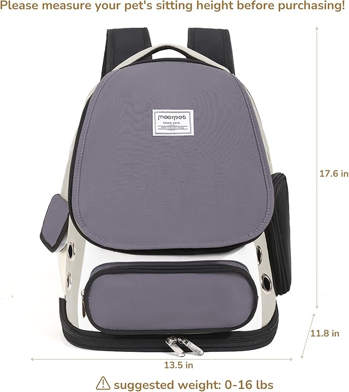 Cat Backpack Carrier, TSA Airline Approved Pet Travel Bag for Small Medium Dogs, Ventilated Hiking Camping Backpack for Cats, Kitten and Puppy up to 18 lbs, Gray Mesh