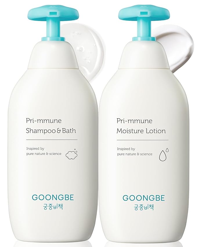 Pri-mmune Shampoo Bath & Moisture Lotion - Korean Baby Cleanser and Body Lotion - Hypoallergenic Moisturizing & Calming Daily Skincare - Gentle Cleanse, Naturally Derived, 11.8 oz.